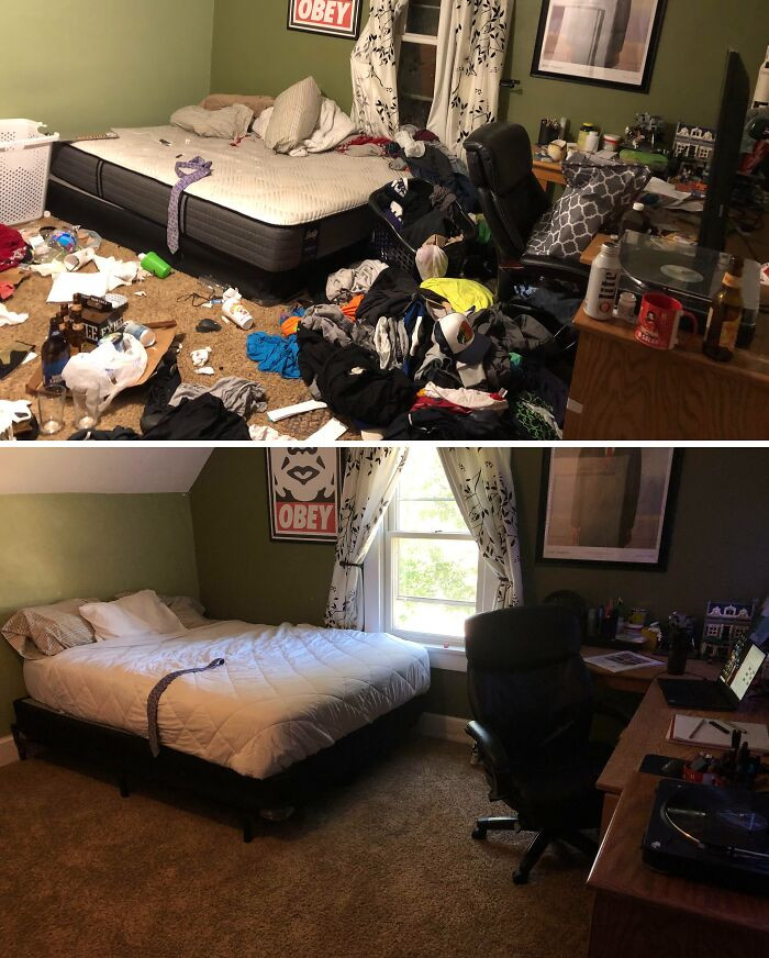 "1 Bed Frame, 2 Bags Of Trash And 3 Days Later I’ve Really Turned My Room Around. Thanks For All The Motivation And Criticism Folks!"