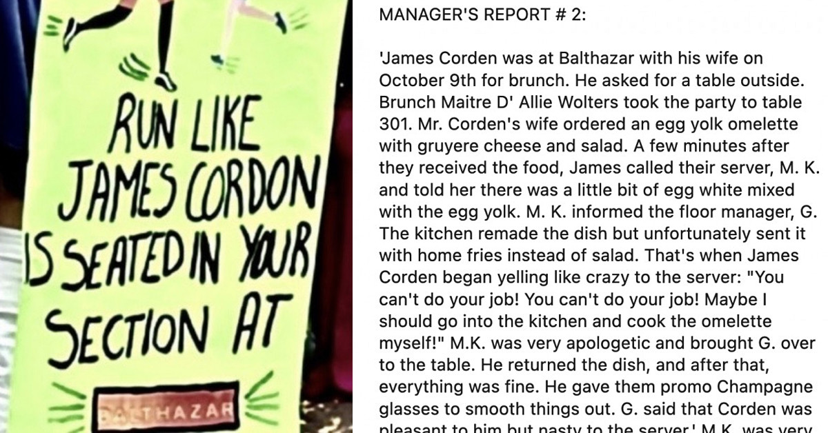 James Corden Getting Banned From Balthazar Is Not At All Surprising If You've Read The Infamous Reddit Thread Where He Was Called A "Boozy Panda"