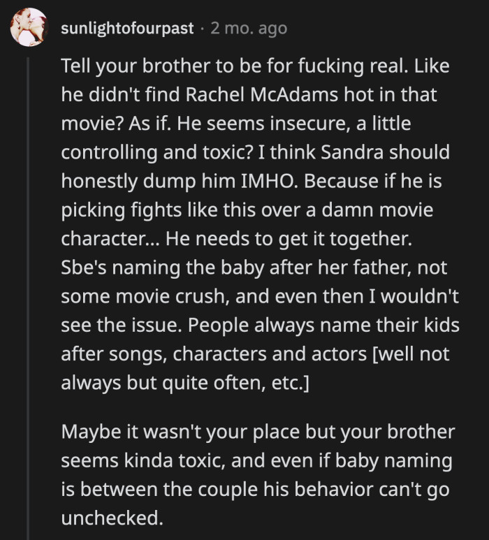 OP Needs to Keep Calling Out Her Brother's Abuse Because Everyone Else Is Looking Away. Who Knows What He Does and Says to Sandra When It's Just the Two of Them?