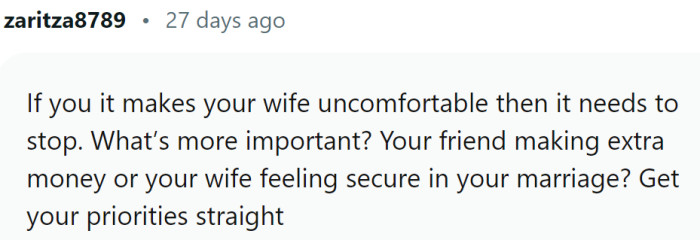 OP should get his priorities straight