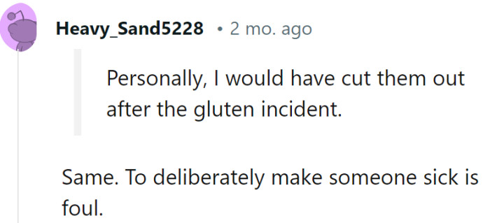 Their points are well-taken; tampering with someone's food is a serious breach of trust. Deliberately making someone ill is utterly reprehensible.