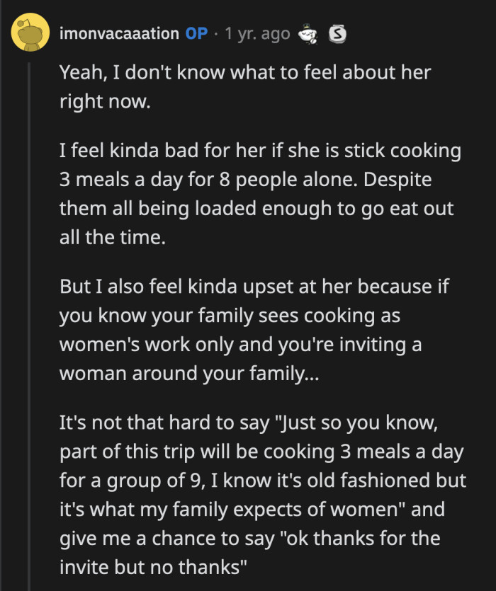 However, she should have warned OP what to expect.