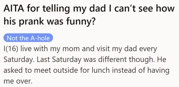 The teen recalls a routine meetup with his father that soon revealed more than just small talk.