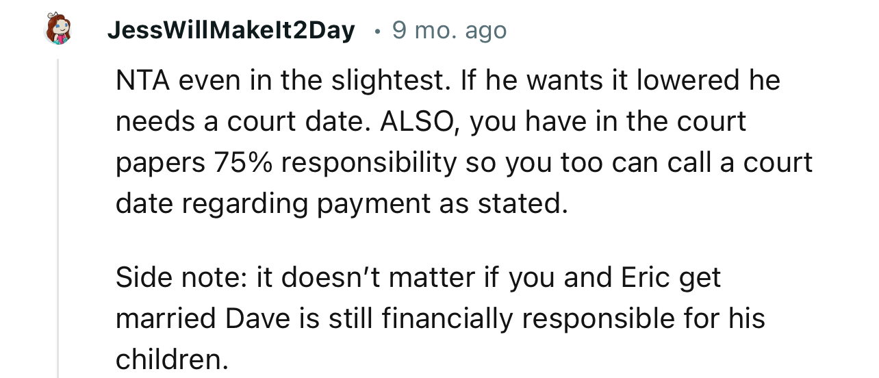 “NTA even in the slightest. If he wants it lowered, he needs a court date.”