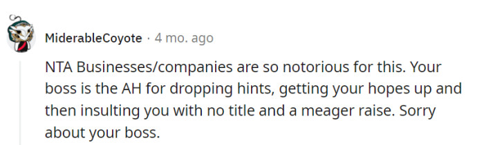 Their boss raised hopes and served disappointments—like a feast with only appetizers.