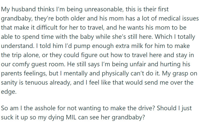 She Is Not Happy About the Prospect of Spending Six Hours in a Car with a Screaming Baby