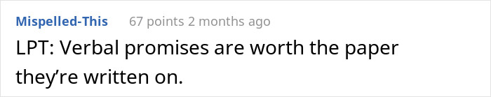 What verbal promises are worth.