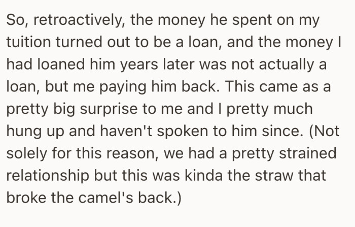 She describes the shock of learning the rules had been changed long after the fact, pushing an already strained bond past its limit.
