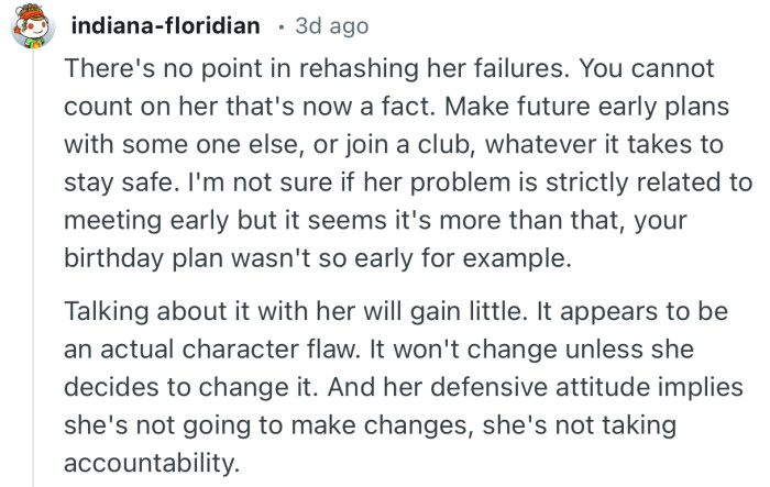 “There's no point in rehashing her failures. You cannot count on her that's now a fact.”