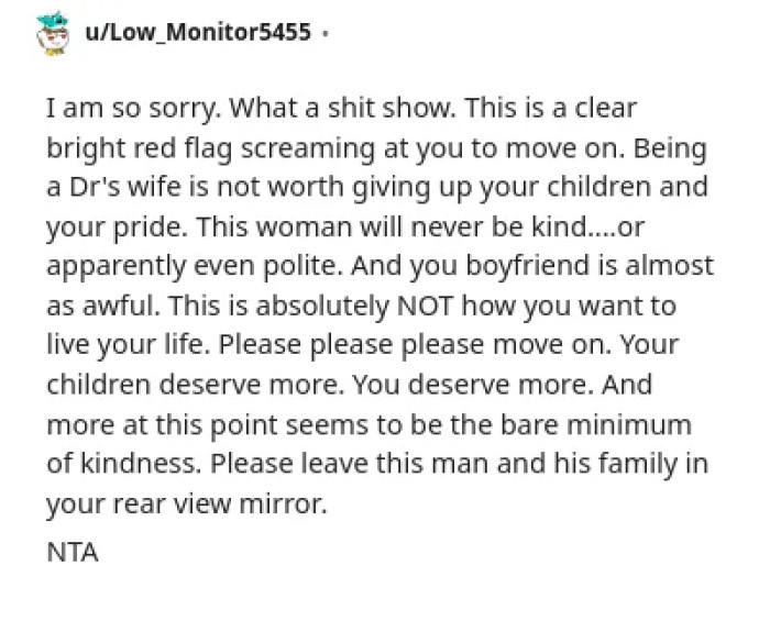 The fiancé's reaction is clearly a red flag.