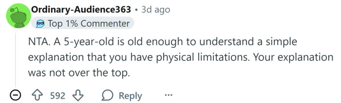 You explanation wasn't over the top.