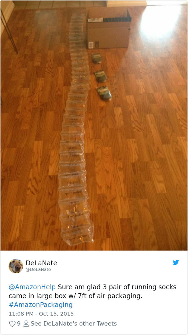 6. Utilizing 7 feet of air packaging to safeguard the socks.