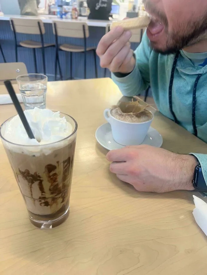 21. Was Drinking A Tiramisu Cappuccino And The Lady Finger Broke Off Mid Bite