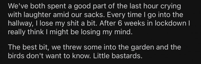 OP and his wife couldn't stop laughing about their situation.