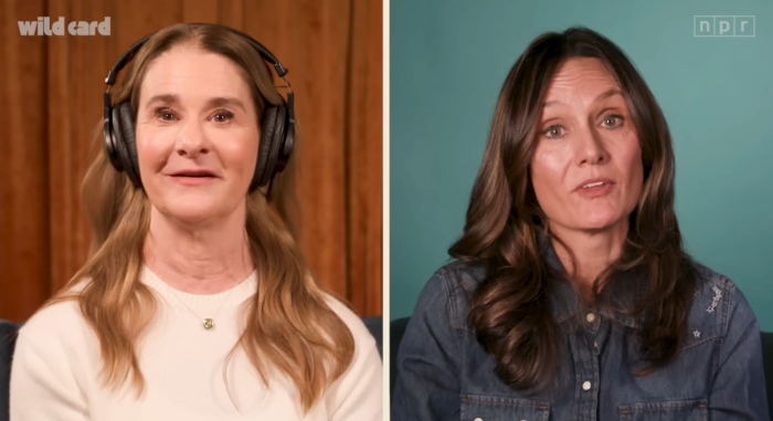 Melinda Gates speaks at an event, advocating healing and boundaries