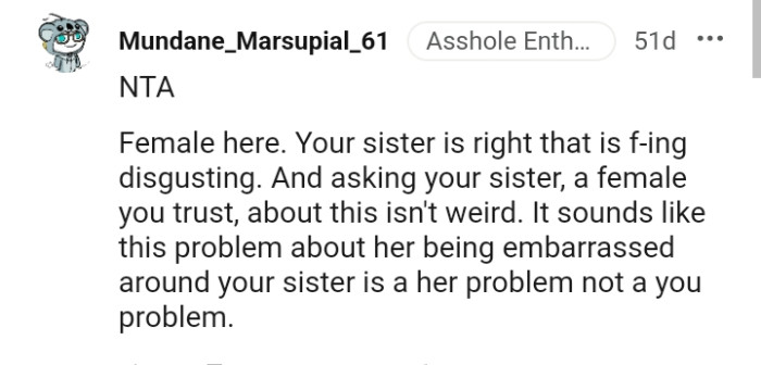 It sounds like her embarrassment around the OP's sister is her problem