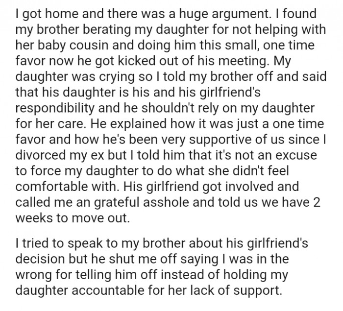 He explained how it was just a one-time favor and how he's been very supportive of us since