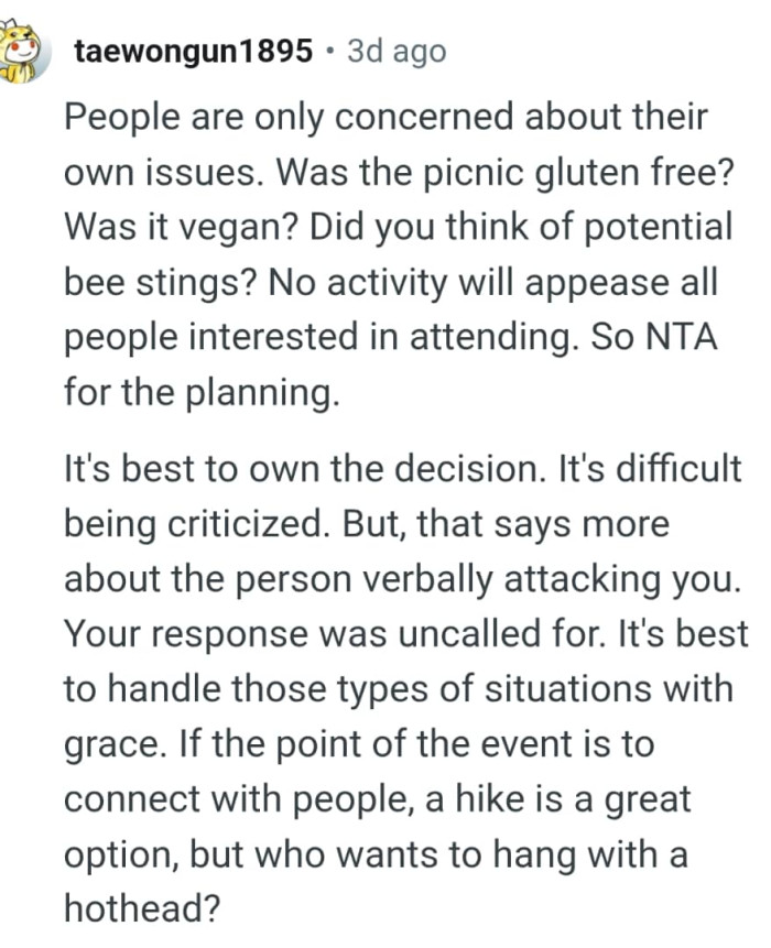 Did the OP think of potential bee stings?