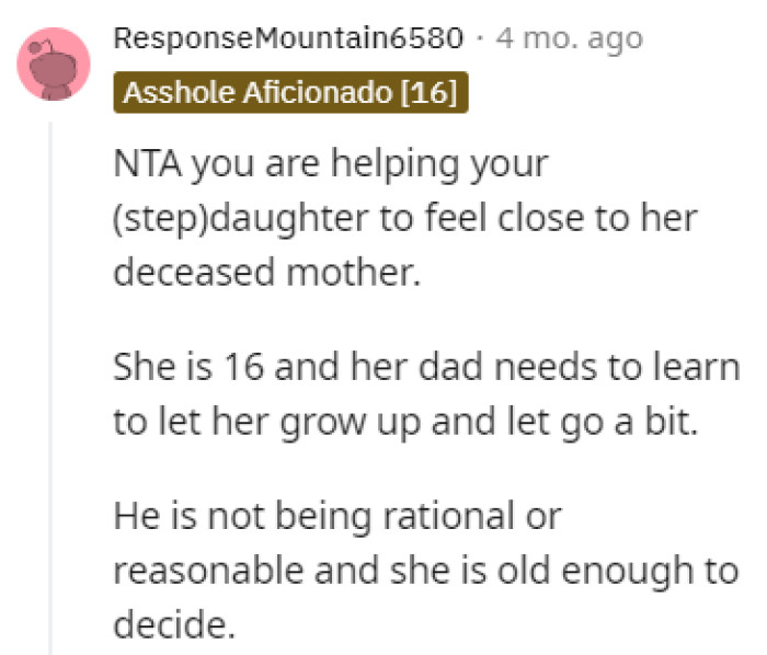 The dad needs to let her go