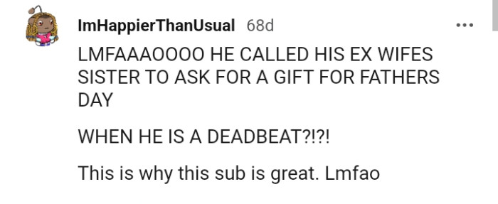 He Called His Ex's Wife's Siblings to Ask for a Gift for Father's Day