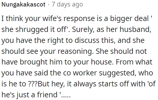 Inviting the coworker to their home without OP's consent is inappropriate.