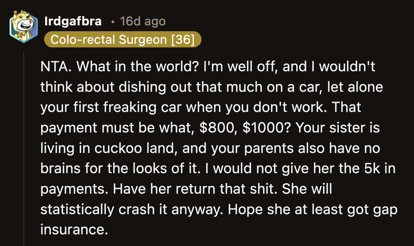 That car was a huge waste of money on a depreciating asset.