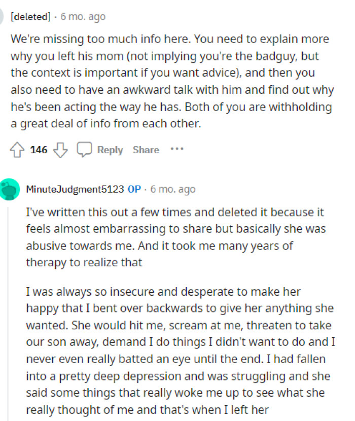 Some people suggested that he needed to explain what happened during their divorce and why he left his wife, and he provided the details we were looking for.