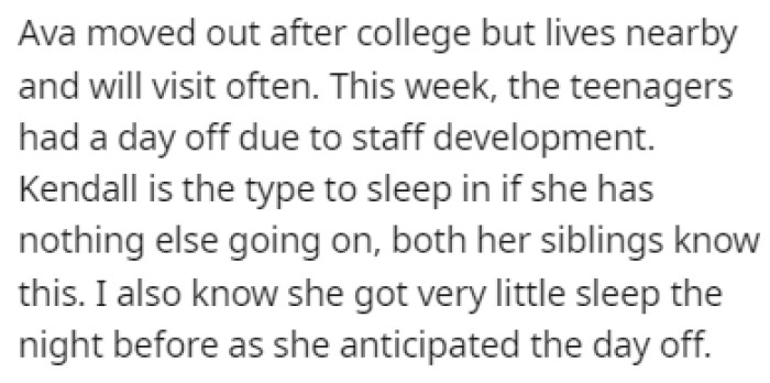 The oldest daughter, Ava, moved out, but she still visits often and she was visiting when all of this went down