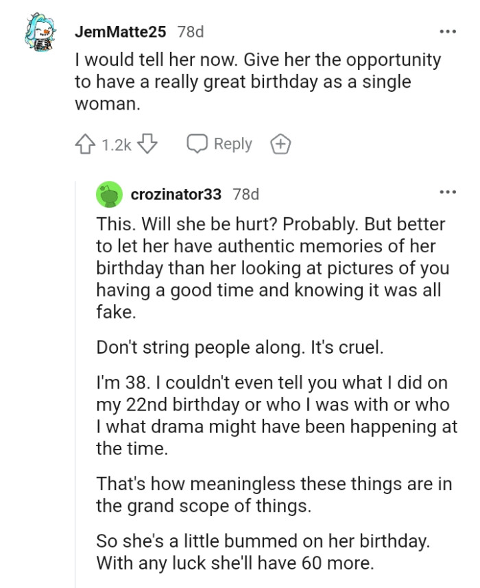 Giving her the opportunity to have a really great birthday