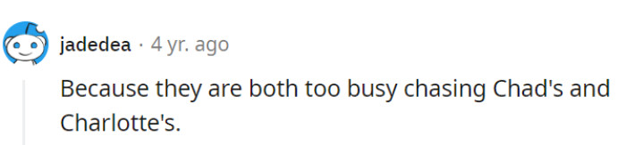 Chads and Charlottes—their world's version of Barbies and Kens.