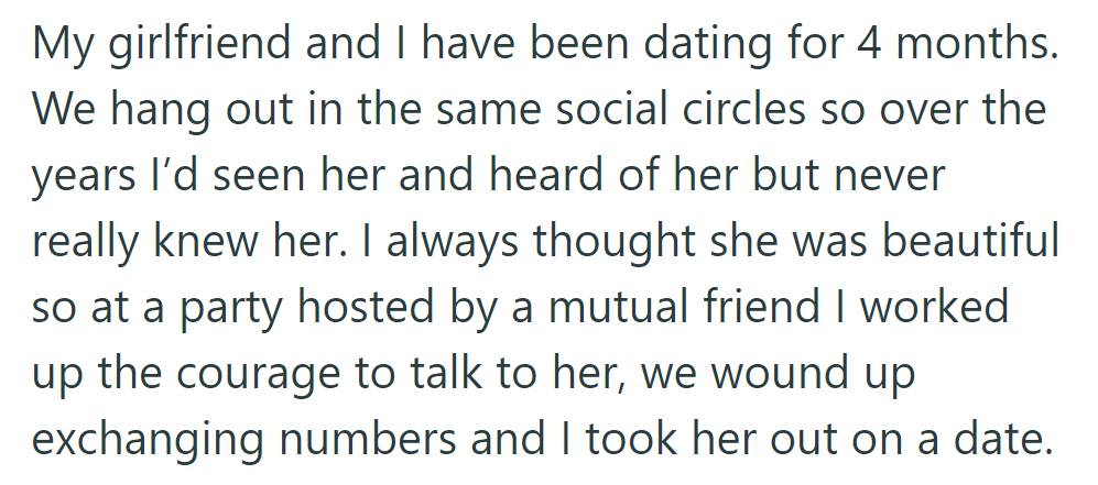 After years in the same social circles, OP approached his girlfriend at a party, exchanged numbers, and began dating her.