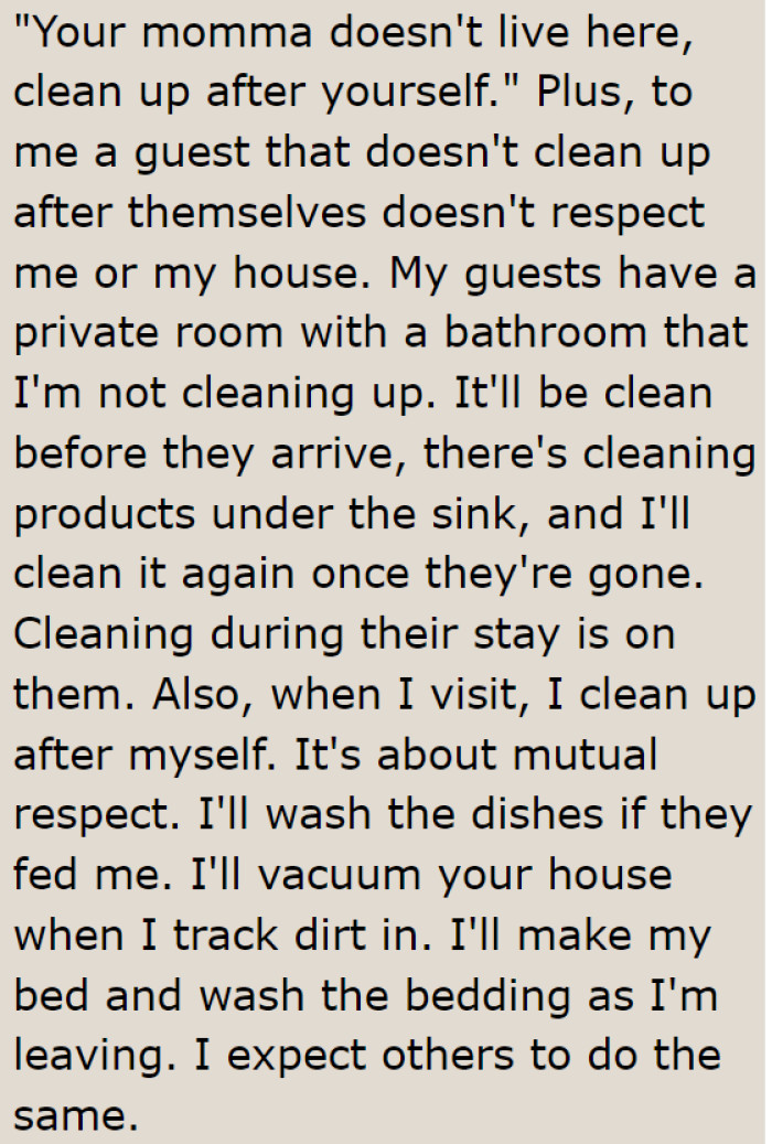 Redditor elaborates a guest's responsibilities.