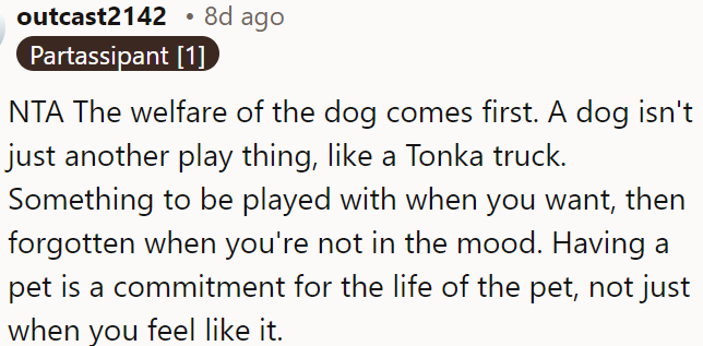 Pets aren't disposable toys; owning one is a lifelong commitment, not just when convenient.