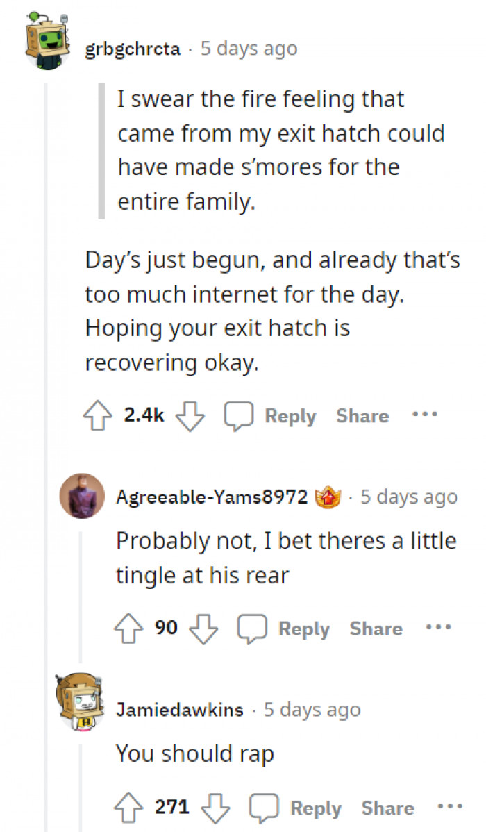 Take care of your exit hatches, and don't let this statement ruin s'mores for you.