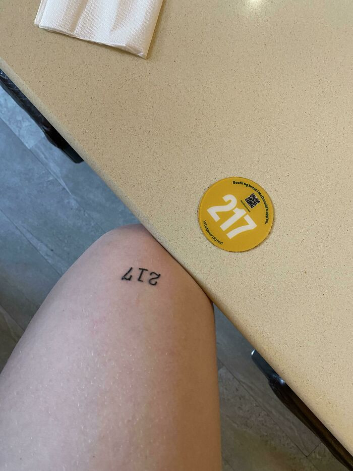 20. Table At Mcdonald’s Matched My Leg Tattoo