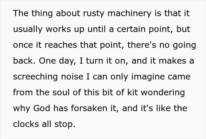 The OP turns it on one day and it makes a screeching sound