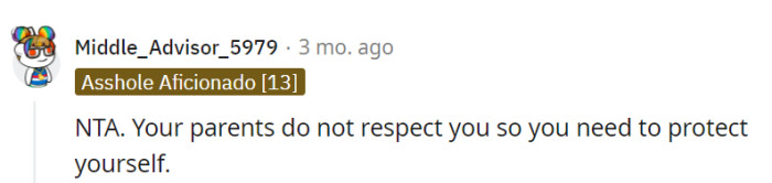 Self-protection is paramount when respect is lacking.