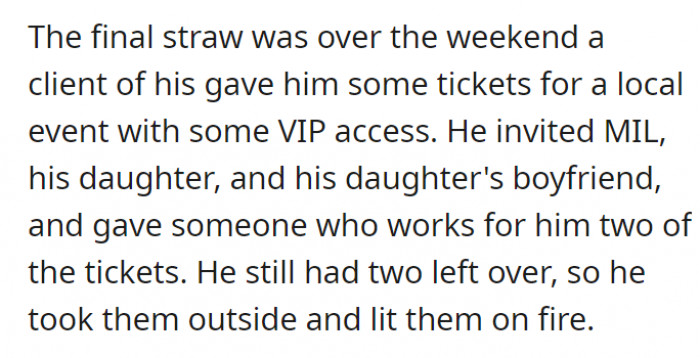 Now we all say… “noooooooooooo!” (for the tickets). It’s so funny because what if he sold it instead of burning it?