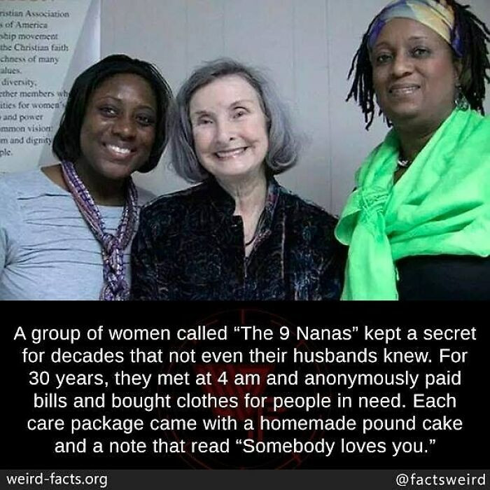 46. A group of women kept a 30-year secret helping people at random