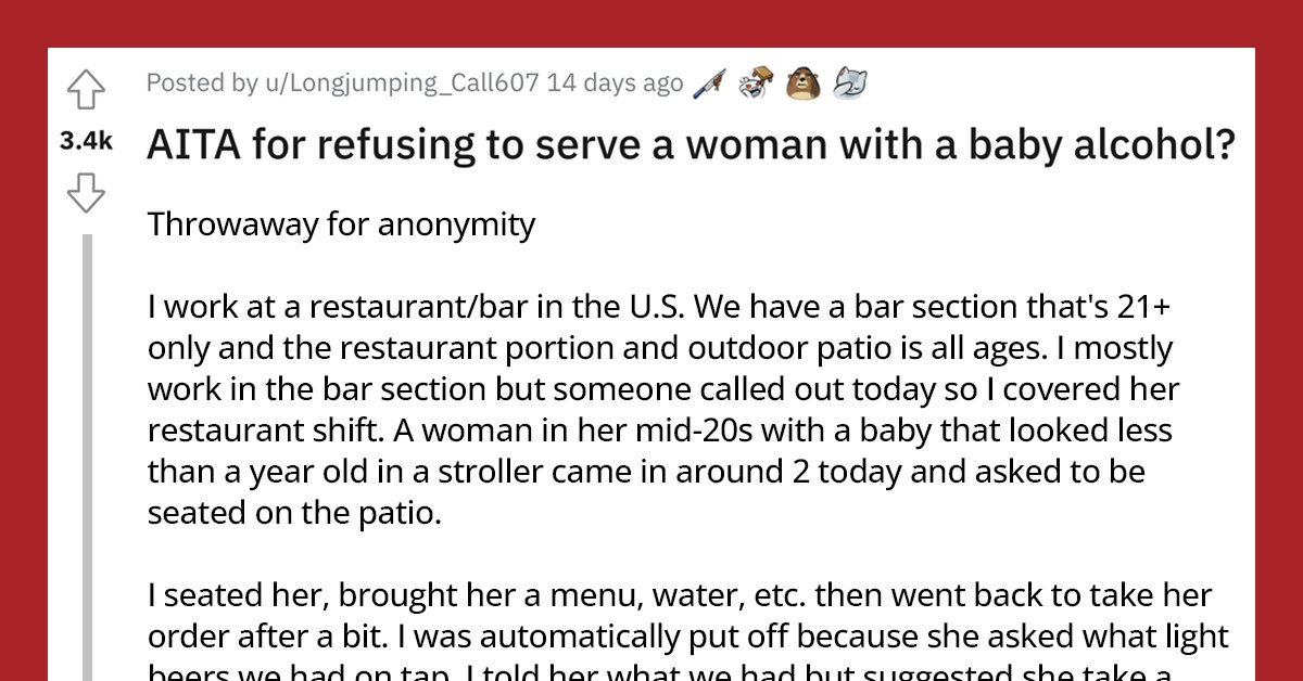 Man Gets Ripped Online For Refusing To Serve Alcohol To A Woman With A Baby And Judging Her Choices