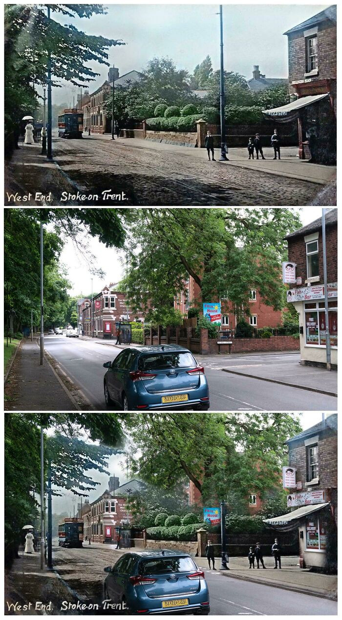 "My Hometown, Approx 100 Years Ago vs. My Pic From Last Week.... Not So Much Has Changed"