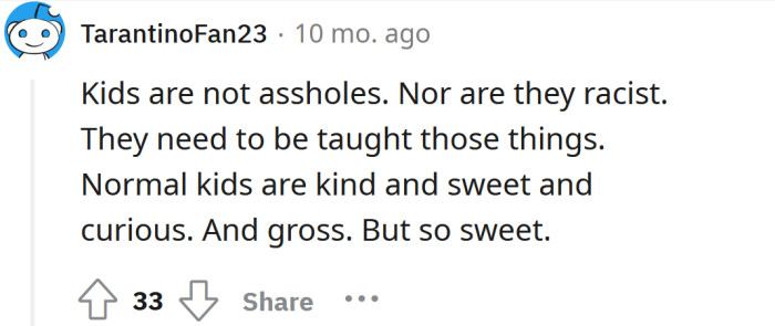 Kids don't act that way without being taught.