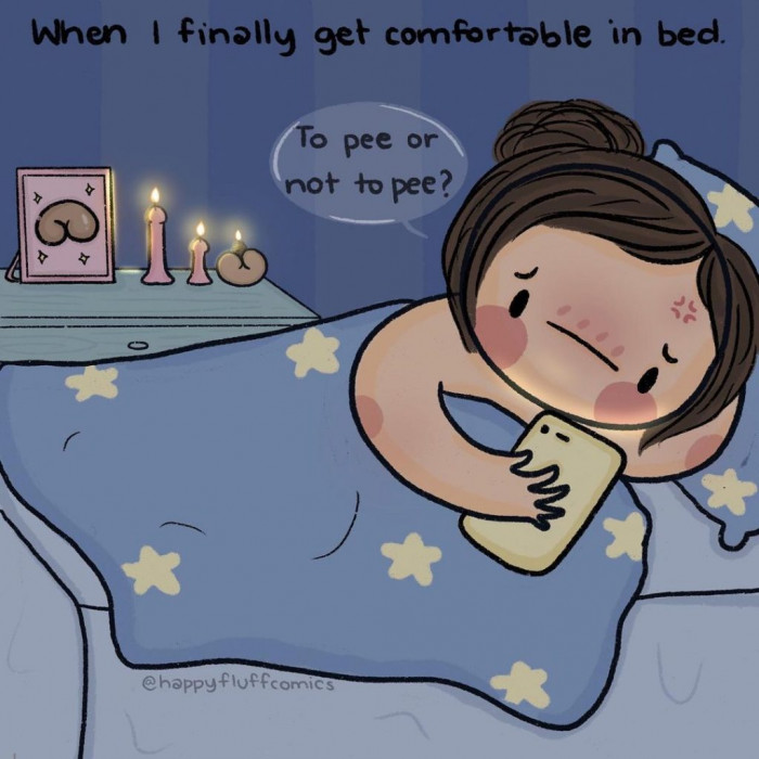 Your body says it wants to pee, but your will says otherwise.