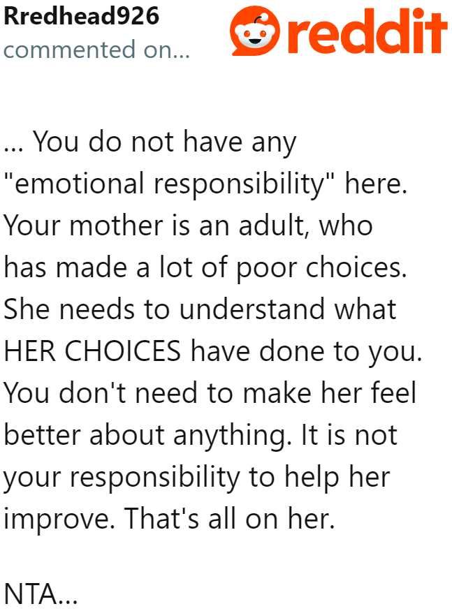 There's no one to blame but her mom for making poor life choices.
