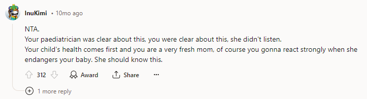 NTA. Your pediatrician was clear about this