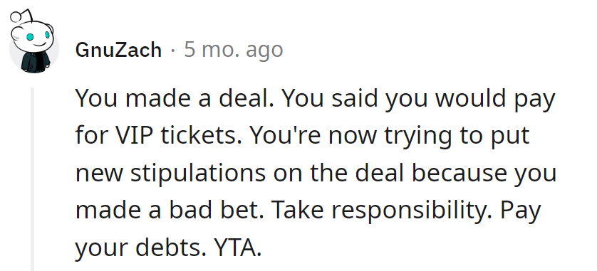 Promised VIP, not a Vague Irresponsible Plan. Stick to the deal.