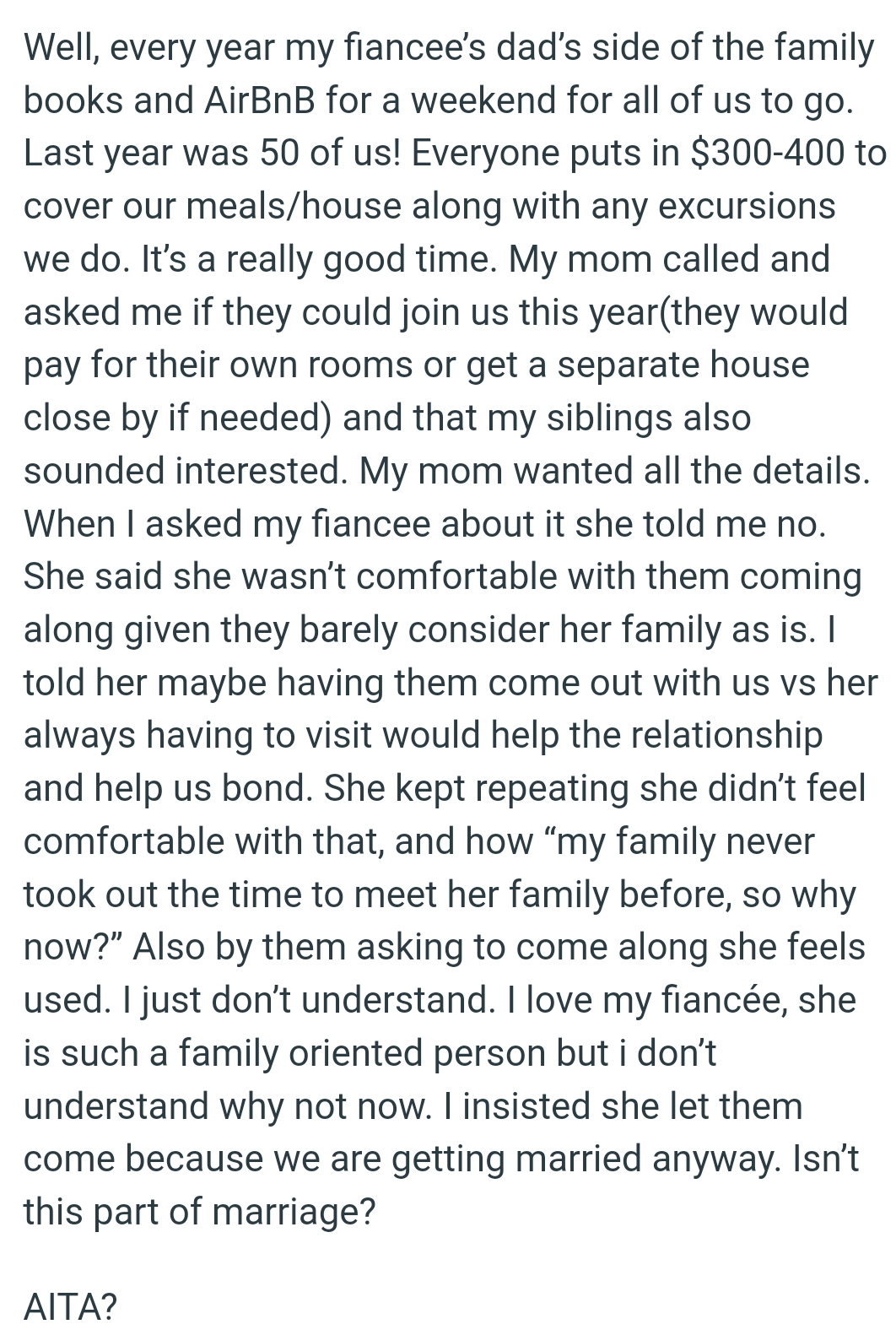 OP's GF Said She Wasn’t Comfortable with Them Coming Along