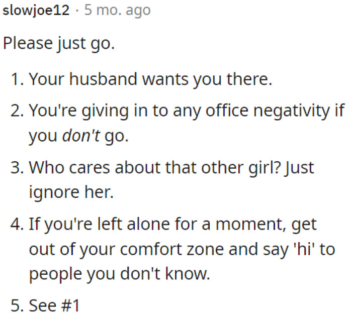 The OP should attend the event.