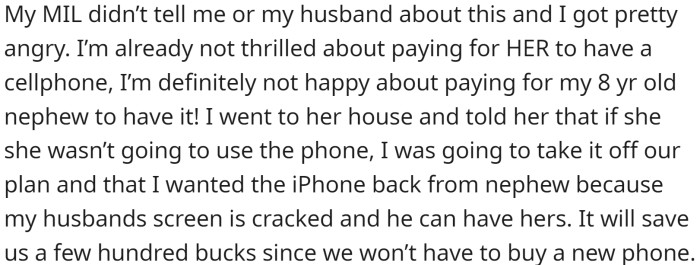 The MIL was mad, as were the nephew and his parents, but OP canceled the plan.