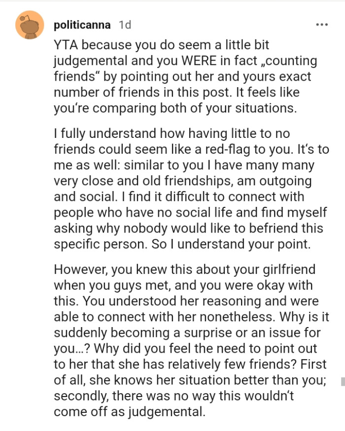 It feels like the OP is comparing both of their situations